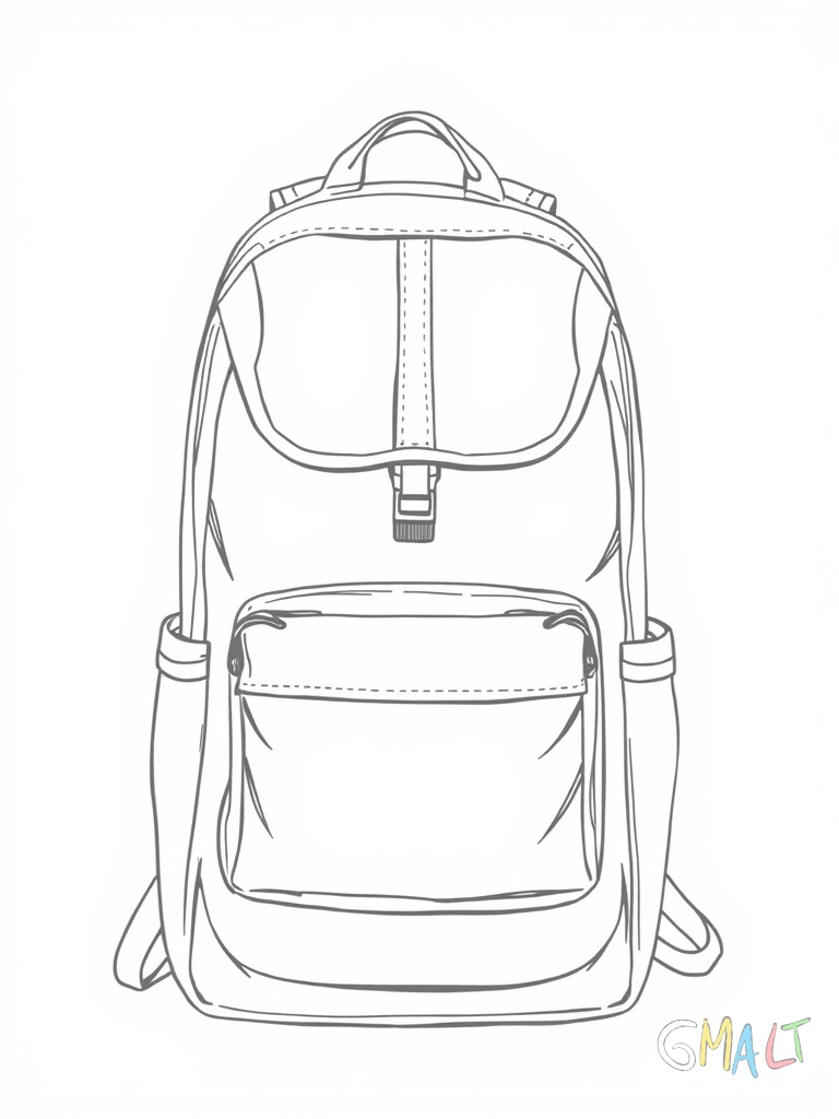 Ein großer Schulrucksack steht aufrecht und zeigt seine Vorderseite mit zwei Hauptfächern. Der Reißverschluss ist leicht geöffnet und ein Bleistift schaut oben heraus. Die gepolsterten Trageriemen sind deutlich zu sehen.
