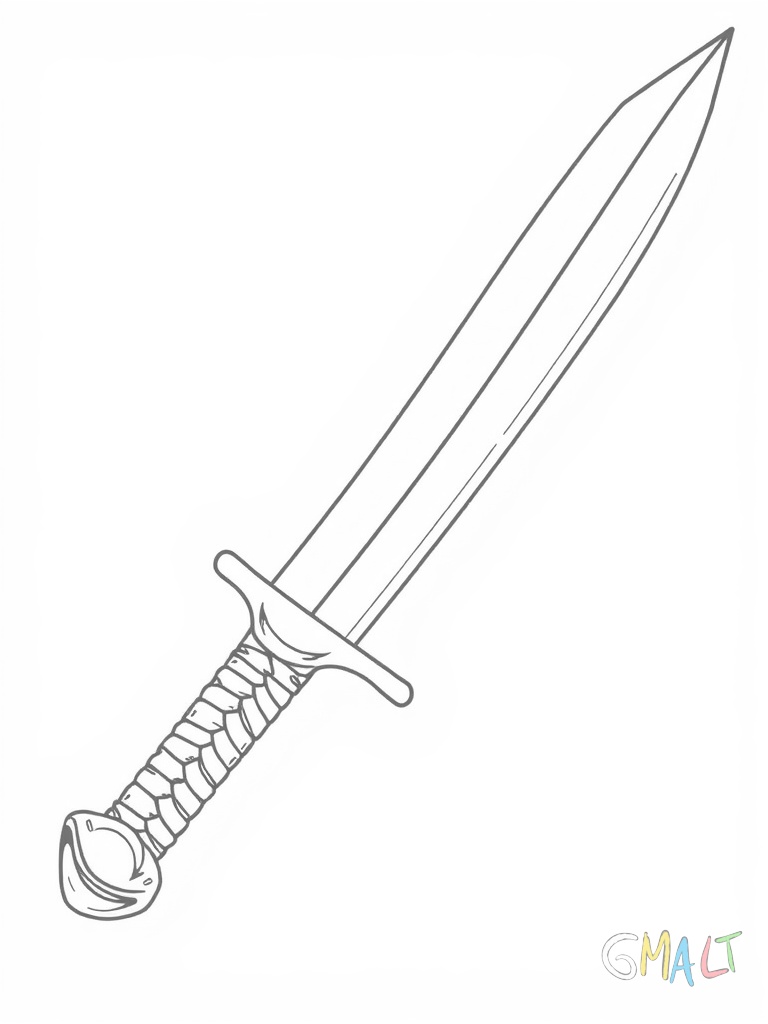 Ein Piratensäbel mit gebogener Klinge und Korb-Handschutz. Der Griff ist mit einer Kordel umwickelt.