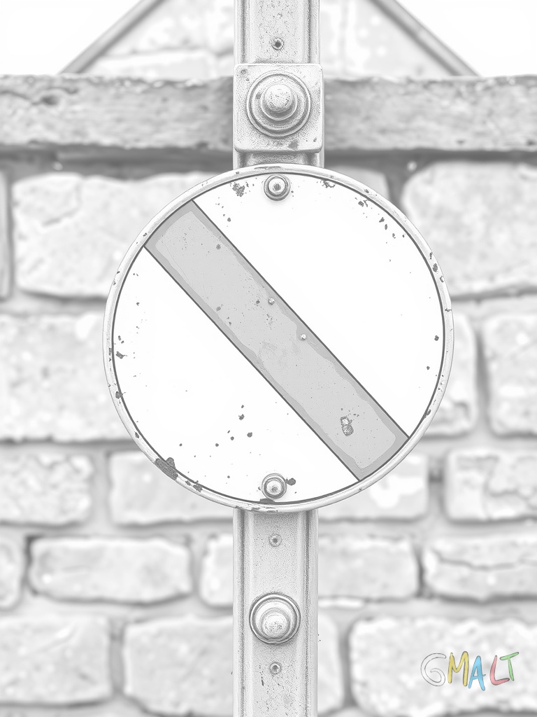 Ein altes verwittertes Stoppschild an einer Kreuzung. Die Ecken des roten Achtecks sind leicht verbogen. Der Metallpfosten zeigt kleine Rostspuren.