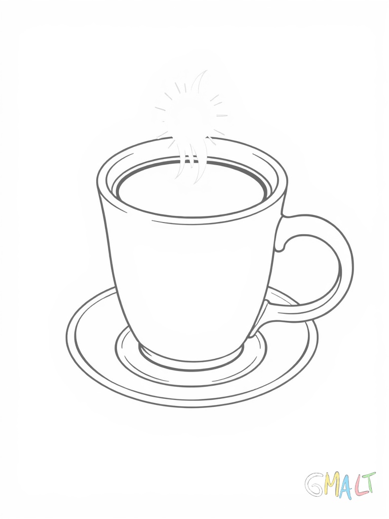 Eine klassische Espressotasse sitzt auf ihrer passenden Untertasse. Die Tasse ist besonders klein und zierlich mit einem feinen geschwungenen Henkel.