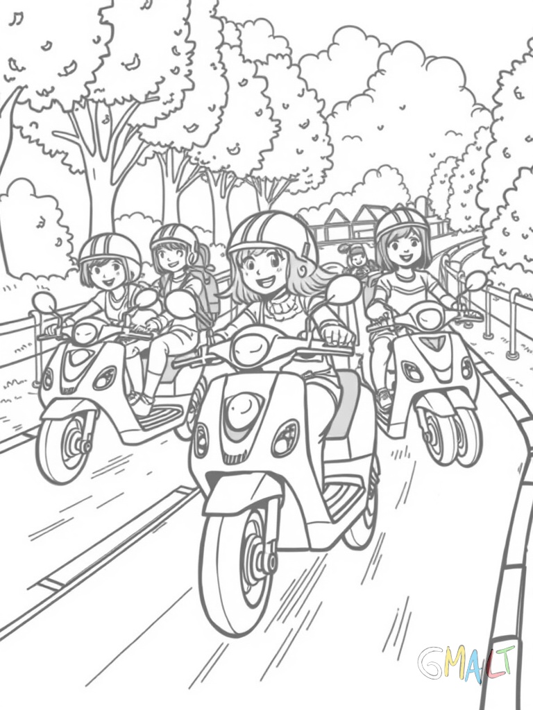 Ein Autoscooter-Bereich mit 5 bunten Elektroautos. Zwei Autos stoßen gerade spielerisch zusammen während andere umherfahren. Die Fahrer sind Kinder die lächelnd am Steuer sitzen. Die Fahrbahn ist von Banden umgeben.