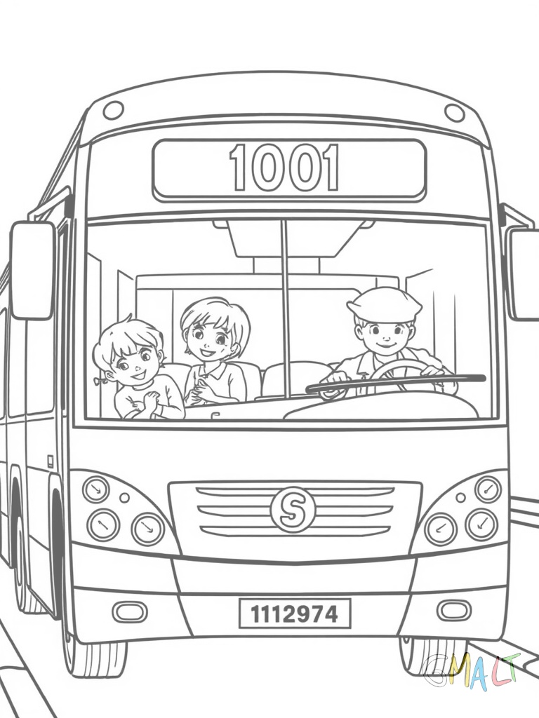 Ein typischer Berliner Doppeldeckerbus fährt von links nach rechts. Oben im Bus winken zwei Kinder aus dem Fenster. Vorne am Bus ist die Nummer 100 zu sehen. Der Busfahrer lächelt durch die Frontscheibe.