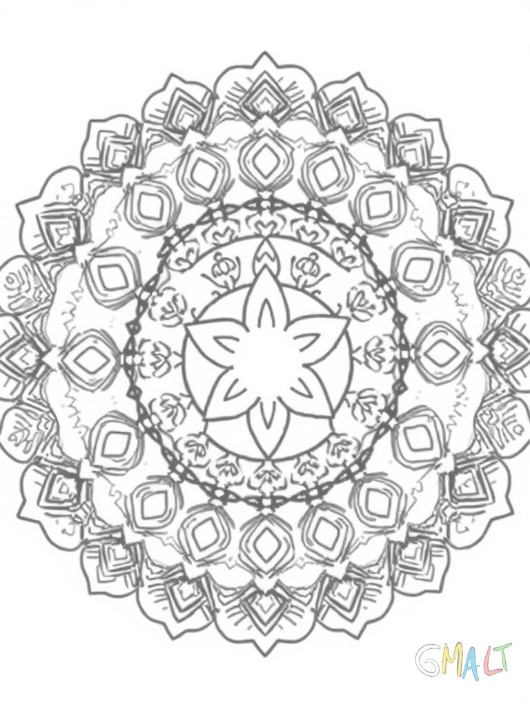 Ein kreisrundes Mandala aus Zuckerstangen die sich im äußeren Kreis abwechseln. In der Mitte ein großer Lebkuchenmann umringt von kleinen Plätzchen.
