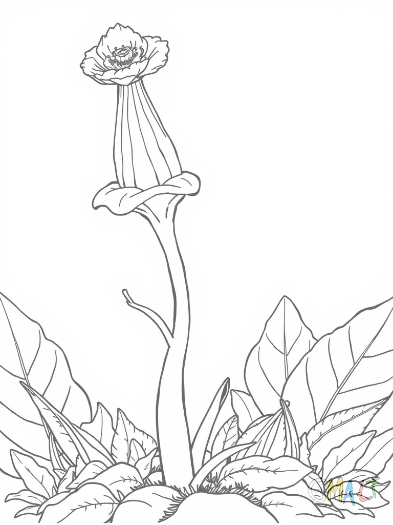 Ein Kaktus wächst in Form einer Gießkanne. Der 'Ausguss' ist wie ein gebogener Kaktusarm geformt. Oben auf der Spitze sitzt eine Blume wie ein Deckel.