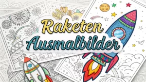 Gmalt Raketen Vorschaubild. Verschiedenste Raketen Malvorlagen und Raketen Ausmalbilder für Jung und Alt