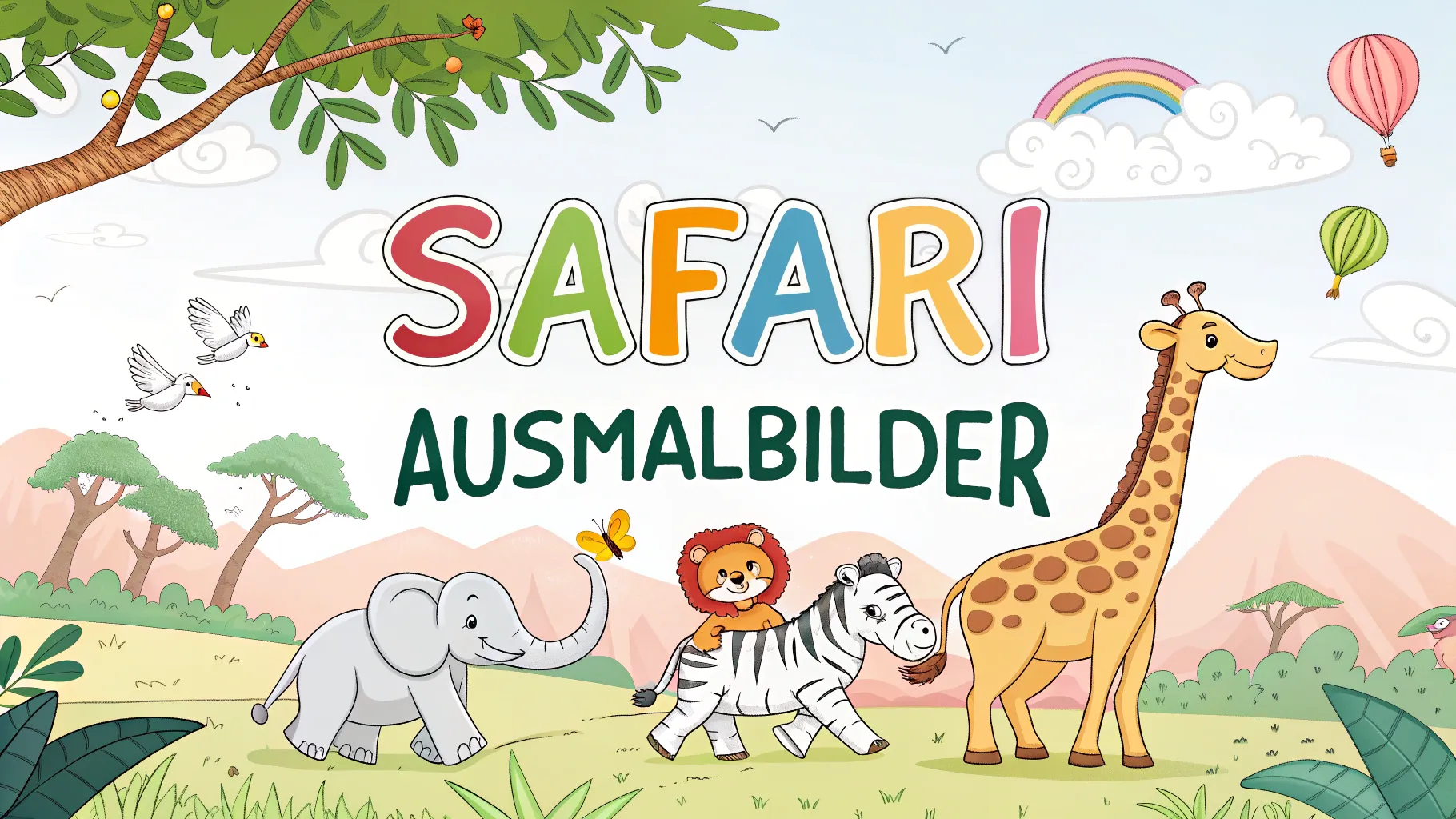 6 kostenlose Safari Ausmalbilder zum Ausdrucken | Gratis