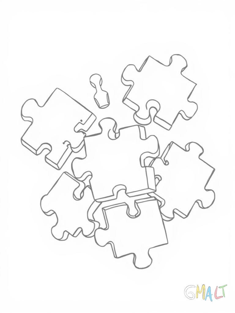 Mehrere 3D-Puzzleteile schweben auseinander. Die Teile haben die typischen Verbindungsstellen und zeigen durch ihre Anordnung wie sie zusammenpassen würden.