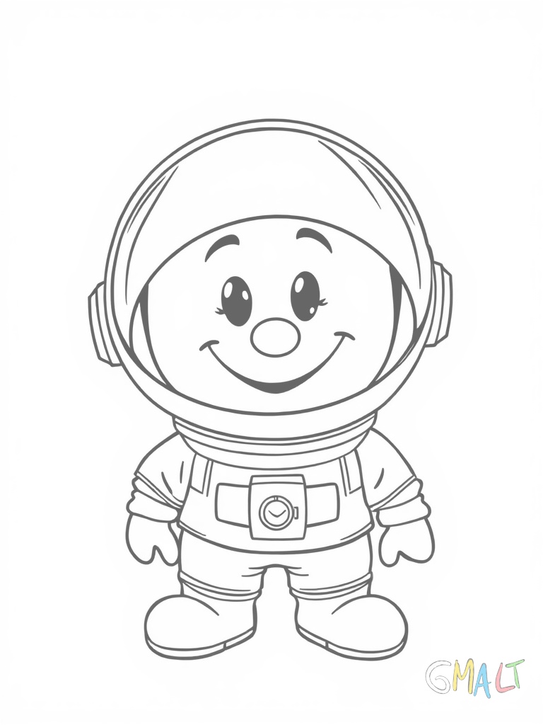 Ein Astronauten-Smiley im Raumanzug mit rundem Helm und Antennen