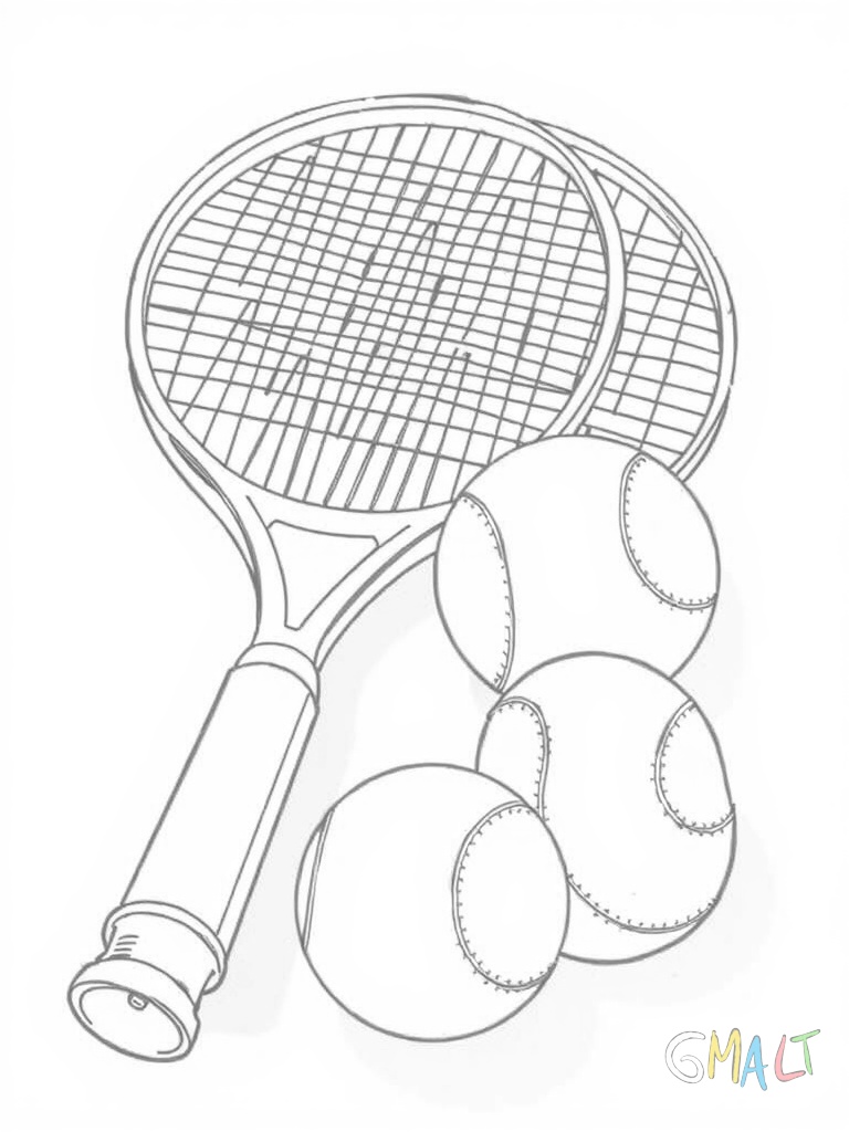 Eine Nahaufnahme von Tennisutensilien: Ein Schläger liegt horizontal. Daneben liegen drei Tennisbälle. Ein Schweißband und eine Trinkflasche sind ebenfalls zu sehen.