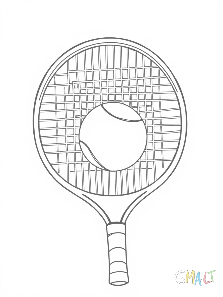 Ein Tennisschläger und ein Tennisball kreuzen sich in der Mitte des Wappens darüber schwebt eine Tenniskrone mit drei Bällen als Verzierung