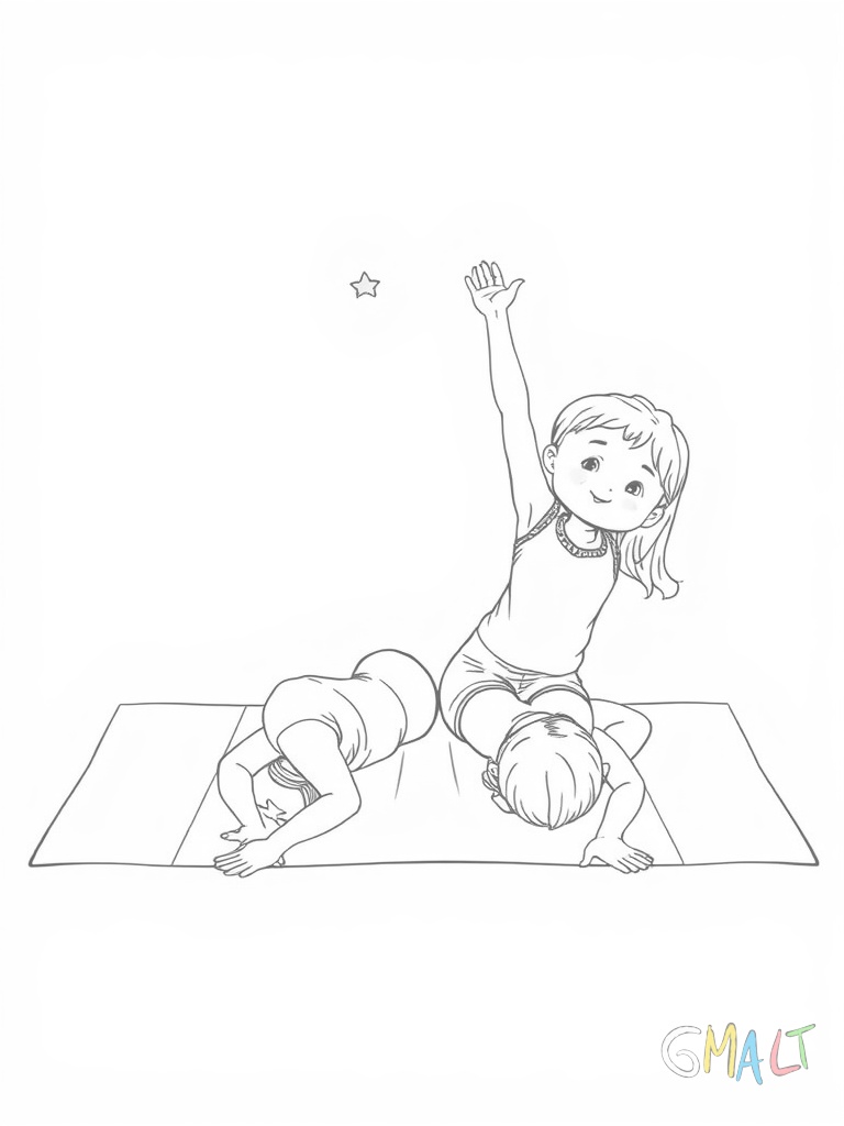 Zwei Kinder machen gemeinsam die Kobra-Haltung. Sie liegen auf dem Bauch und stützen sich mit gestreckten Armen auf während sie den Oberkörper anheben. Ihre Yogamatten liegen parallel zueinander.