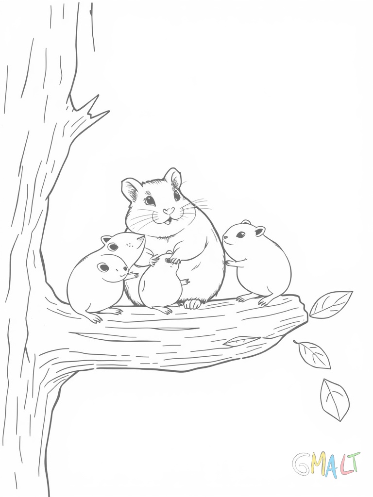 Ein Hamster balanciert auf einem dünnen Holzast in seinem Käfig alle vier Pfoten greifen vorsichtig den Ast