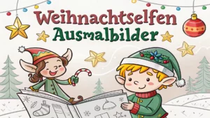 Gmalt Weihnachtselfen Vorschaubild. Verschiedenste Weihnachtselfen Malvorlagen und Weihnachtselfen Ausmalbilder für Jung und Alt