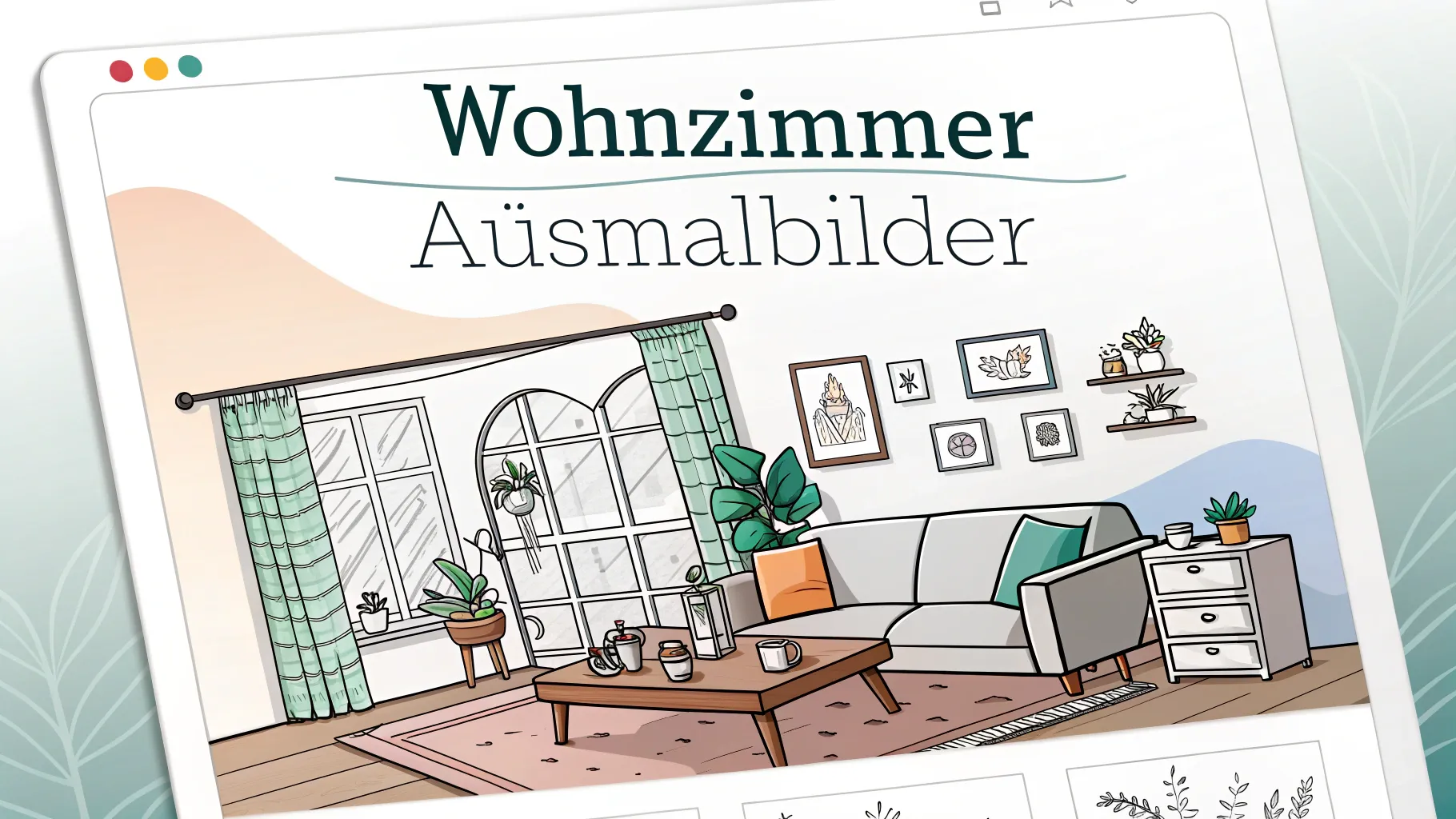 6 kostenlose Wohnzimmer Ausmalbilder zum Ausdrucken | Gratis